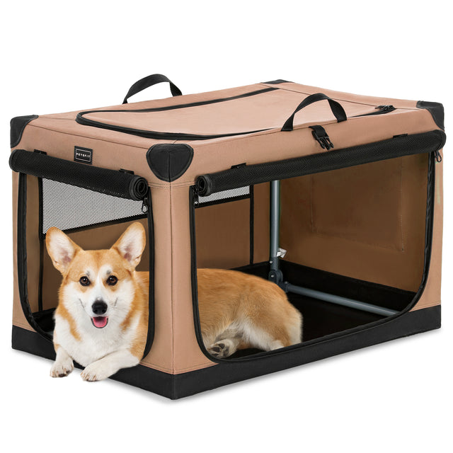 PETSFIT 3-Door Portable Soft Collapsible Dog Crate