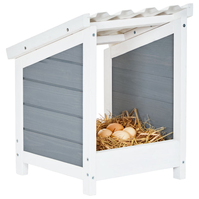 PETSFIT Chicken Nest Box Wood Single Boxes for Laying Eggs with PVC Roof
