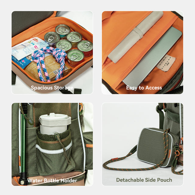 PETSFIT WildPath dog and cat hiking backpack with breathable mesh, storage pockets, and safety features – ideal for outdoor adventures