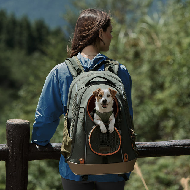 PETSFIT WildPath pet carrier backpack for small dogs and cats with waterproof TPU base, ideal for hiking and travel