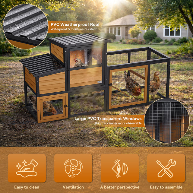 All wooden panels, PVC roof parts, screws, and hardware included for easy at-home assembly.