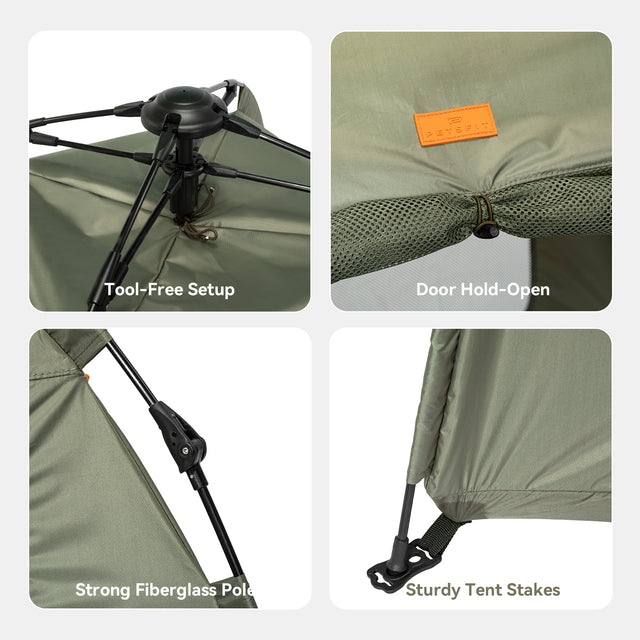 Foldable pet tent with carry bag for easy transport and storage