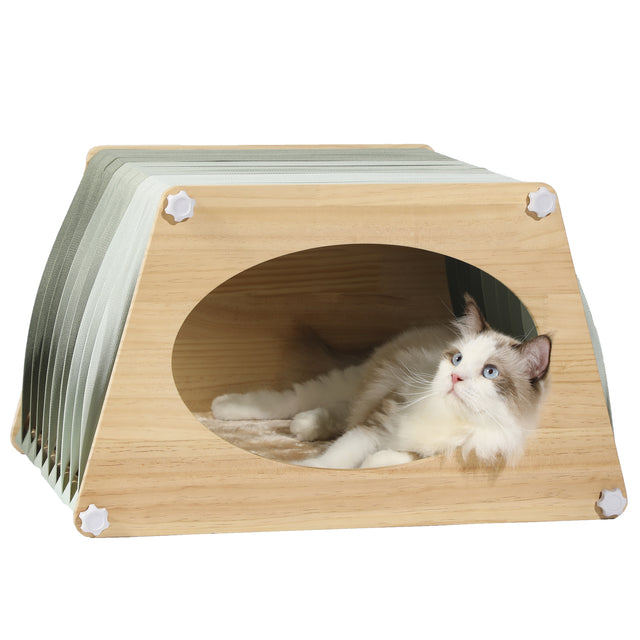 PETSFIT Modern Style Wood Cat House with Soft Mat product image showing 1 3304dd71 909f 4dd6 b8ce d725d5b4eba1 for petsfit...