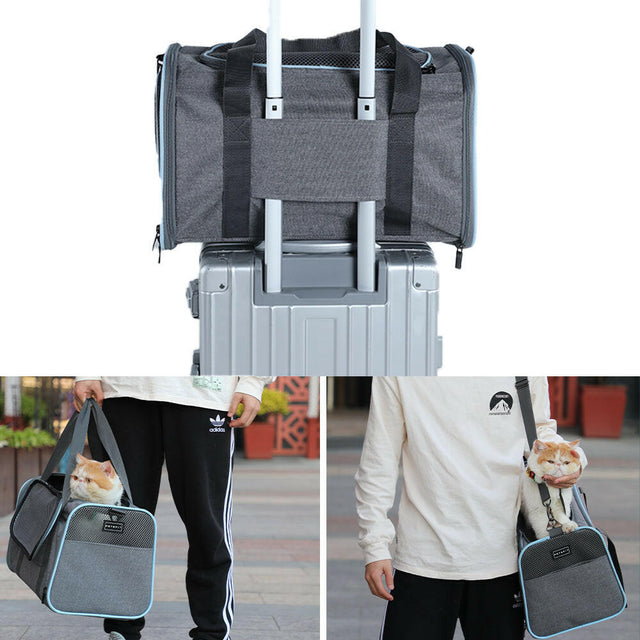 PETSFIT Expandable Pet Carrier for Cats and Dogs, offering extra space for a comfortable journey outdoors.