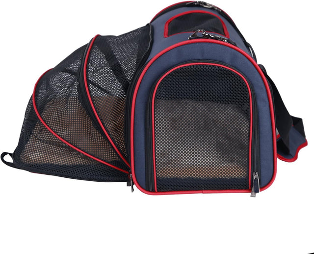 Petsfit Expandable Pet Carrier for Cats, Soft Sided Dog Carrier for Small Dog, Protect Pet Privay, Lightweight and Portable, Blue, 19.7"×11.4"×12.6"-Pet Supplies