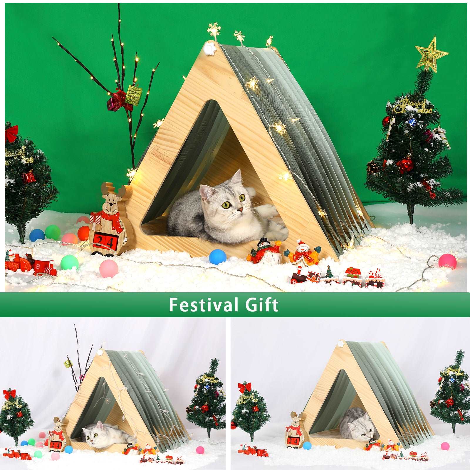 Petsfit-Modern-Style-Wood-Cat-House-with-Soft-Mat-11