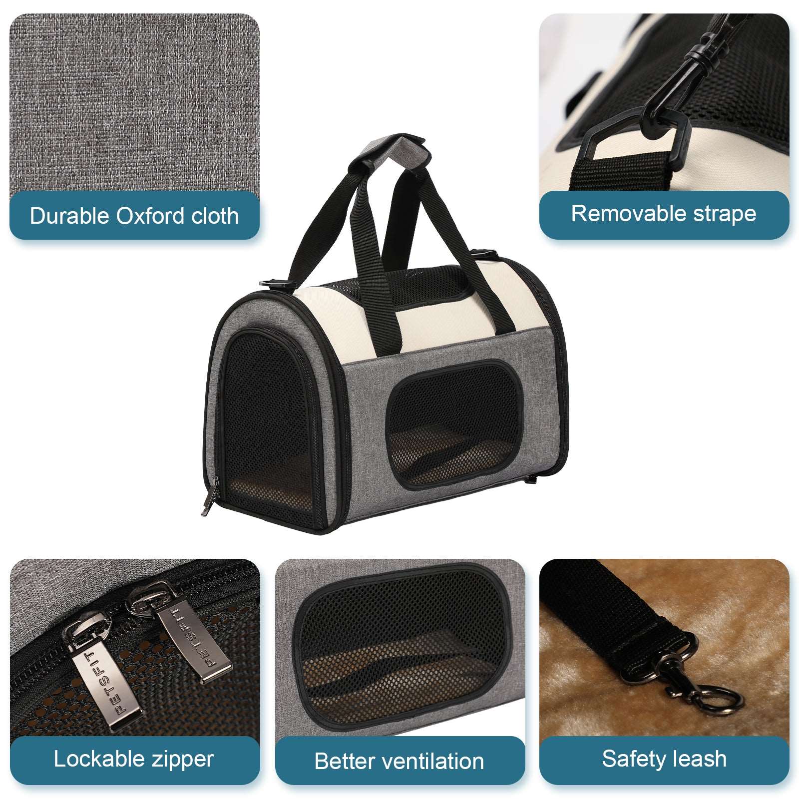 Petsfit-Cat-Carrier-Bag-Dog-Carriers-Self-Lock-Zipper-Opening-03