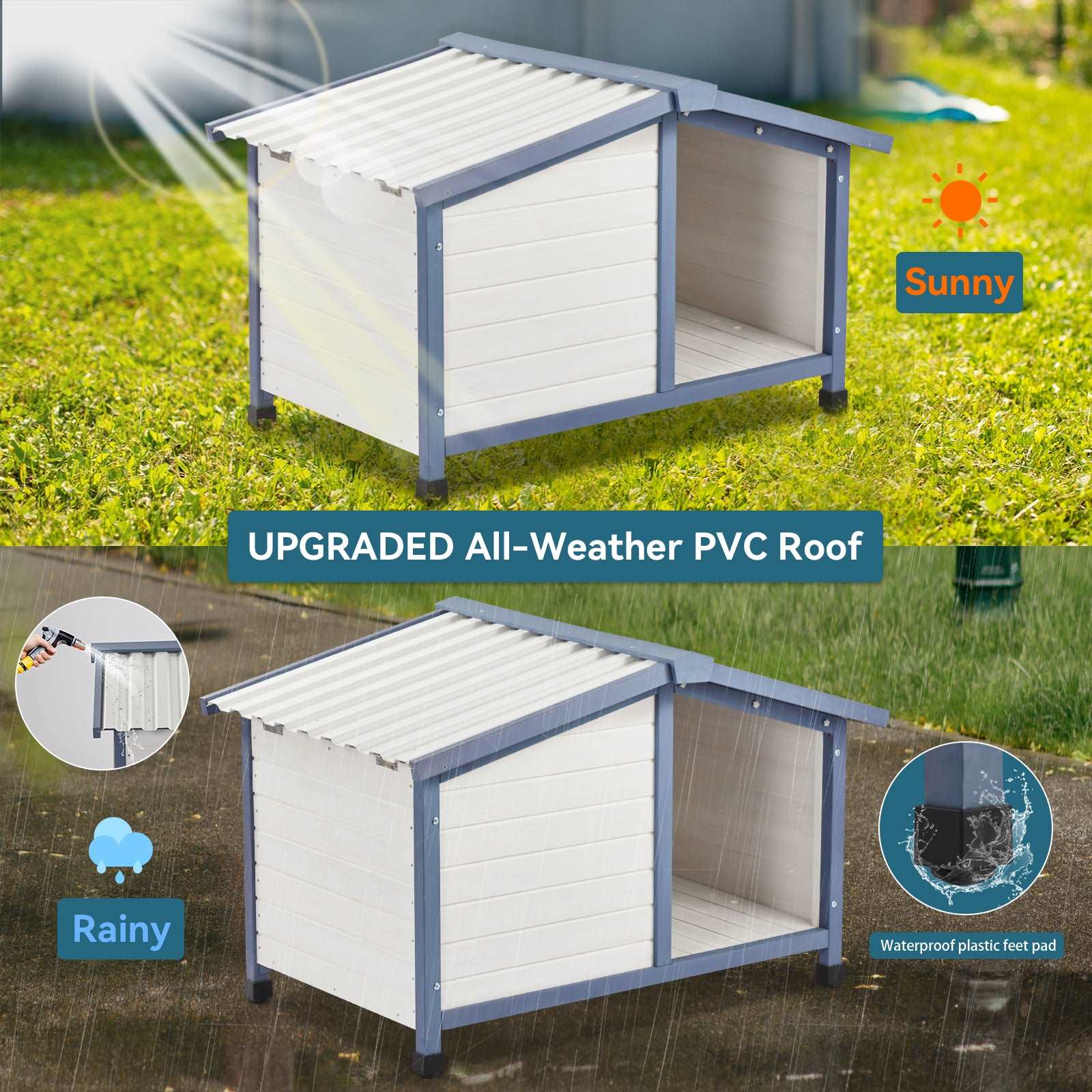 PETSFIT Waterproof PVC Roof Outdoor Dog House