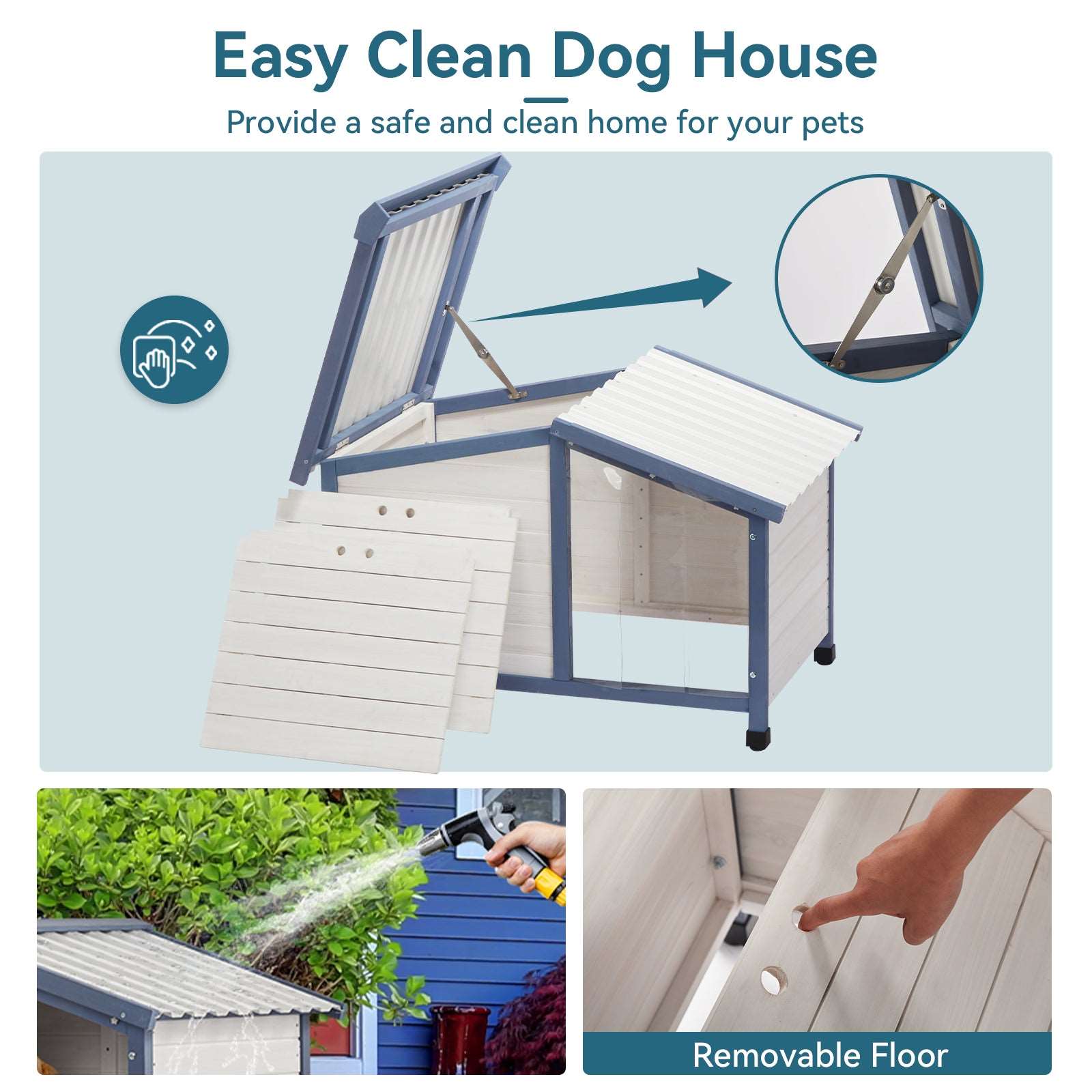 PETSFIT Waterproof PVC Roof Outdoor Dog House