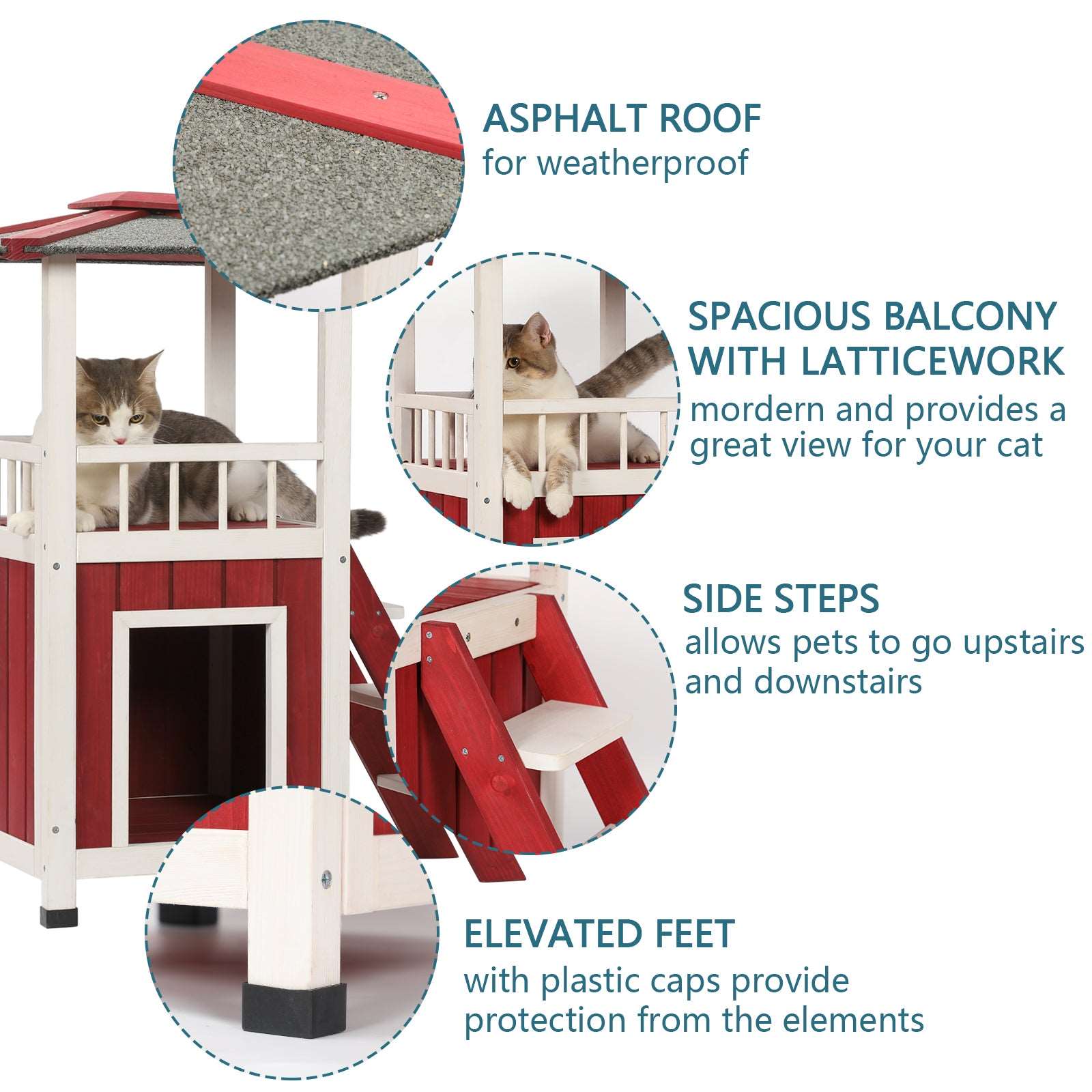 Petsfit-Outside-2-Story-Wood-Cat-Condo-with-Ladder-Waterproof-04