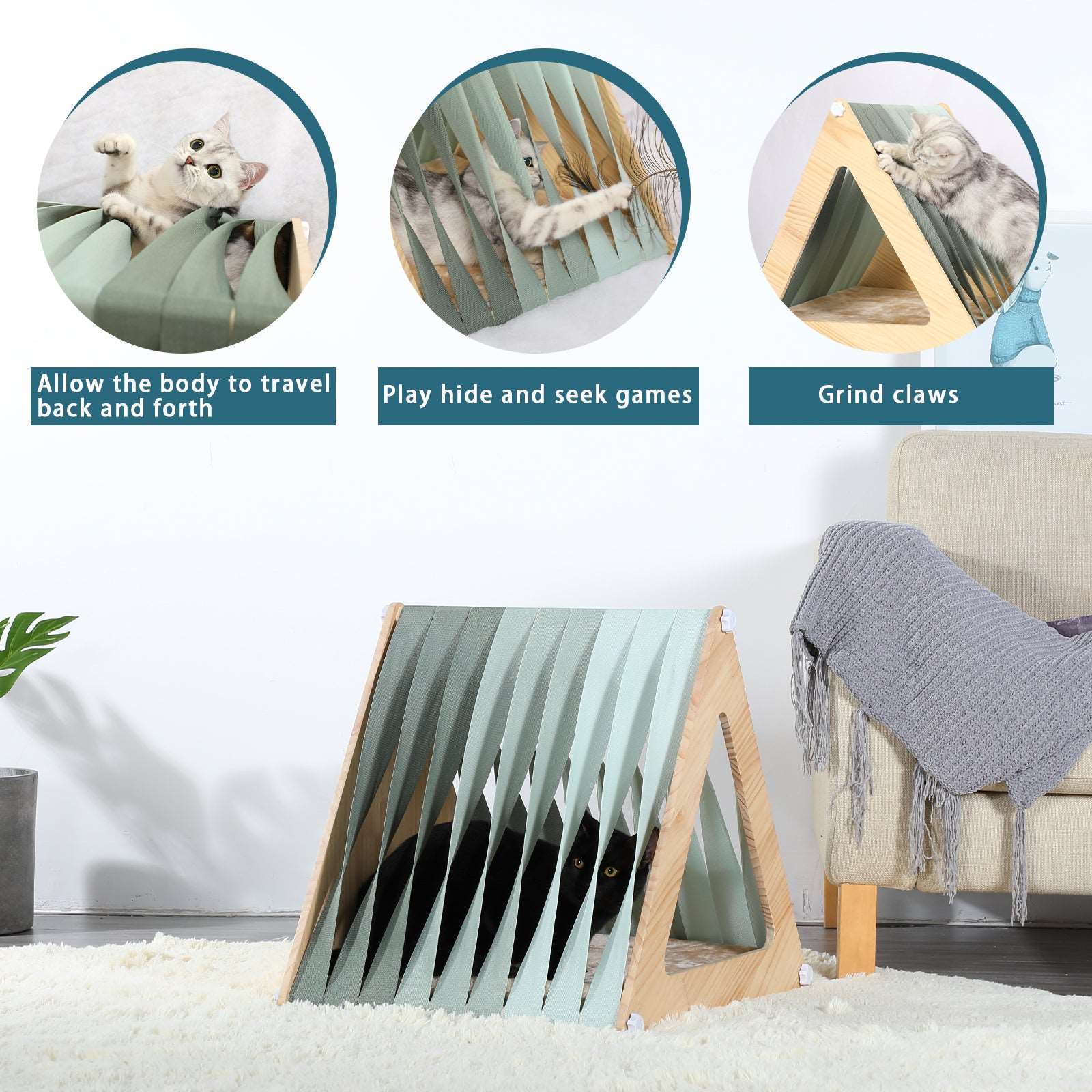Petsfit-Modern-Style-Wood-Cat-House-with-Soft-Mat-05