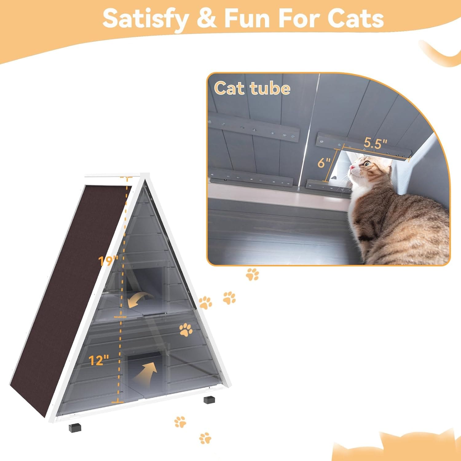 PETSFIT 2 Story Outdoor Cat House with Escape Door Indoor Pet House for Small Animal - PETSFIT STORE Pet Supplies