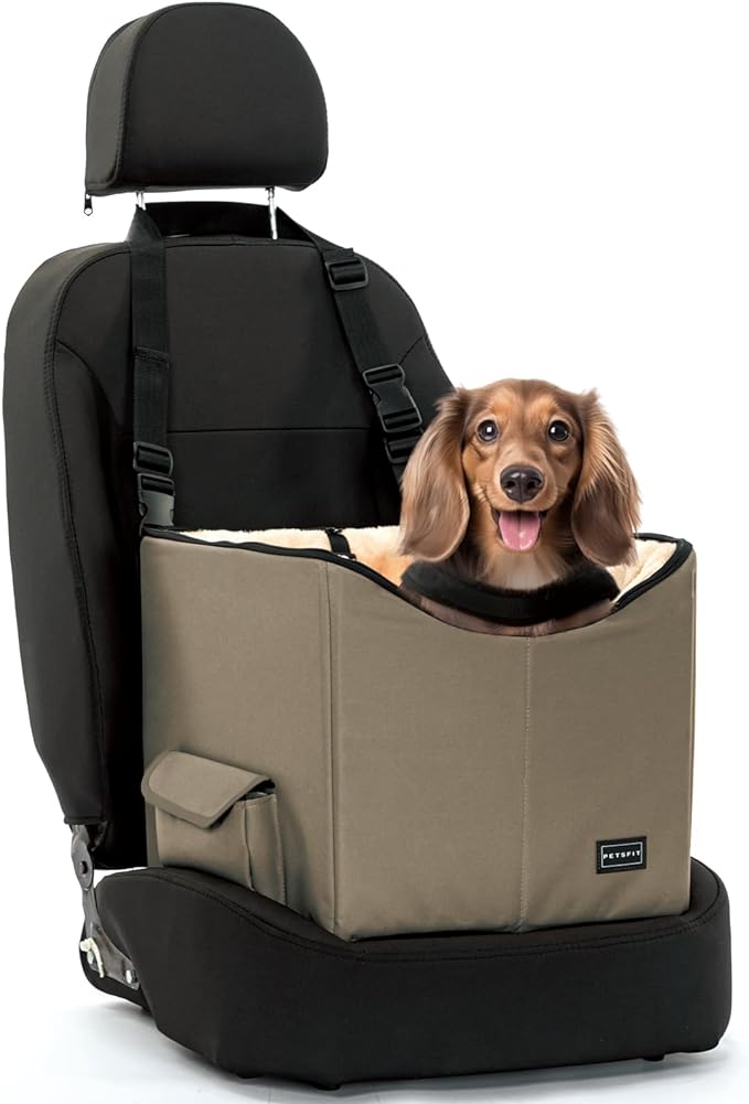 PETSFIT Hunde-Autositz, Haustier-Reise-Auto-Sitzerhöhung mit Sicherheitsgurt 