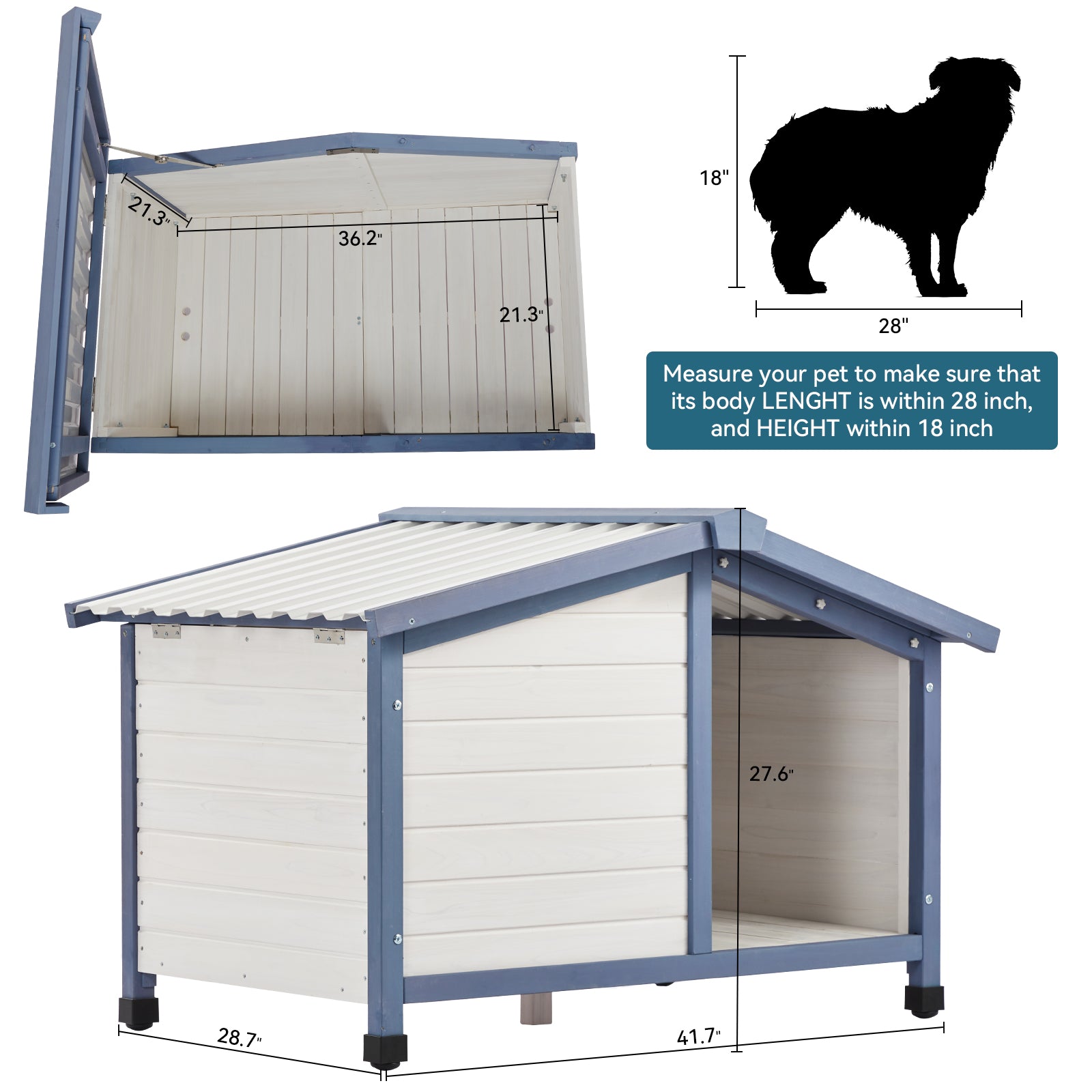 PETSFIT Waterproof PVC Roof Outdoor Dog House-动物/宠物用品