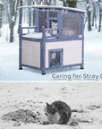 PETSFIT 2 Story Outdoor Cat House Insulated Cat House - Pet Supplies