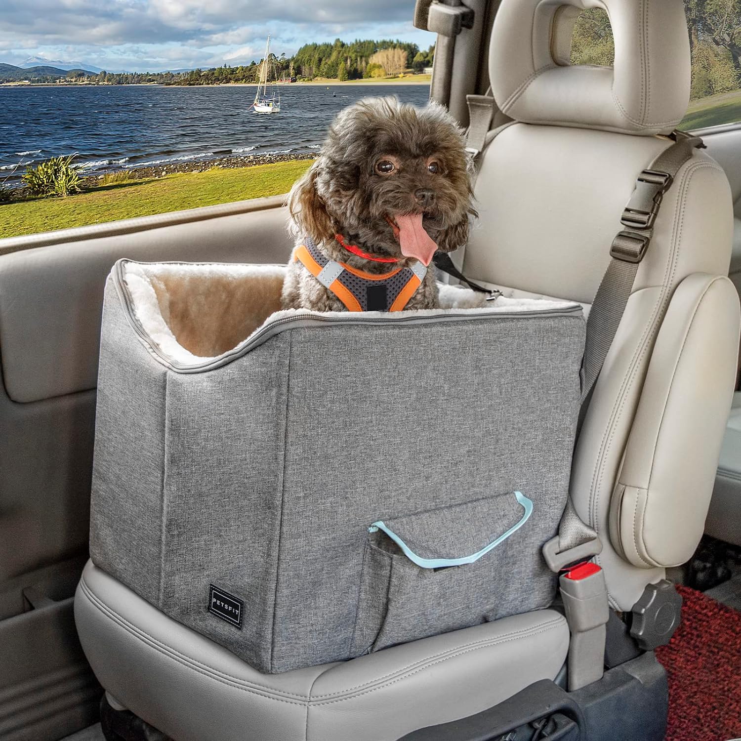 Siège d'auto pour chien PETSFIT siège d'appoint de voiture de voyage pour animaux de compagnie avec ceinture de sécurité 