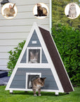 PETSFIT 2 Story Outdoor Cat House with Escape Door Indoor Pet House for Small Animal - PETSFIT STORE Pet Supplies