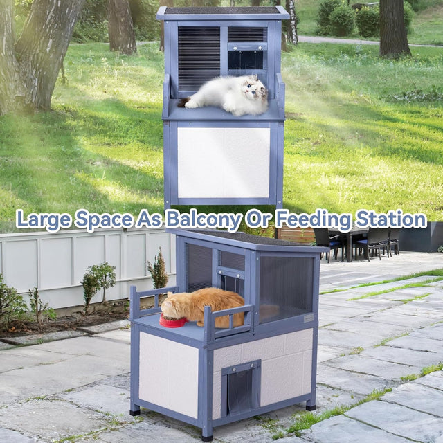 PETSFIT 2 Story Outdoor Cat House Insulated Cat House - Pet Supplies