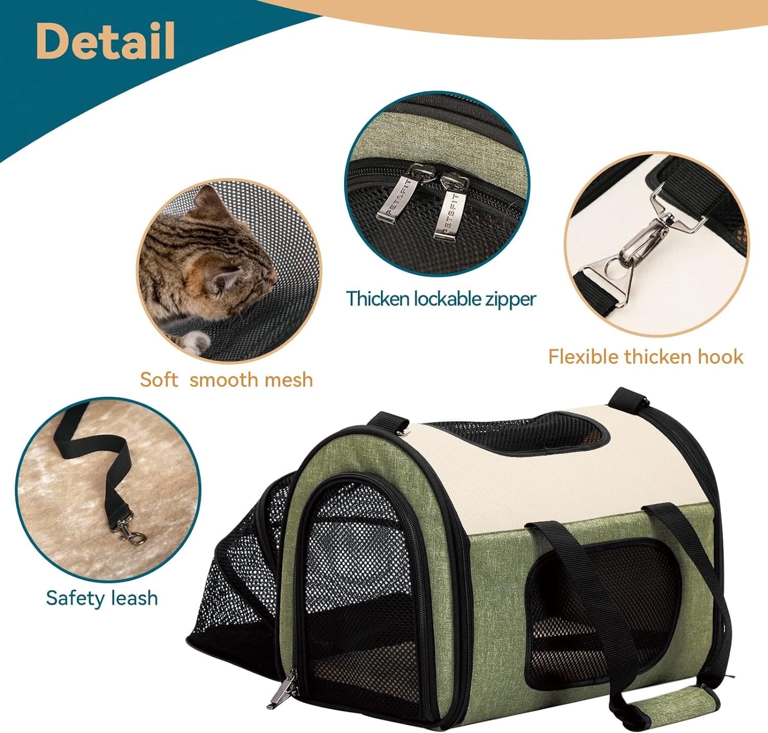 Petsfit Expandable Pet Carrier, Soft-Sided Collapsible Dog Carrier for Small Dog, Large Cat Carrier for 2 Cat