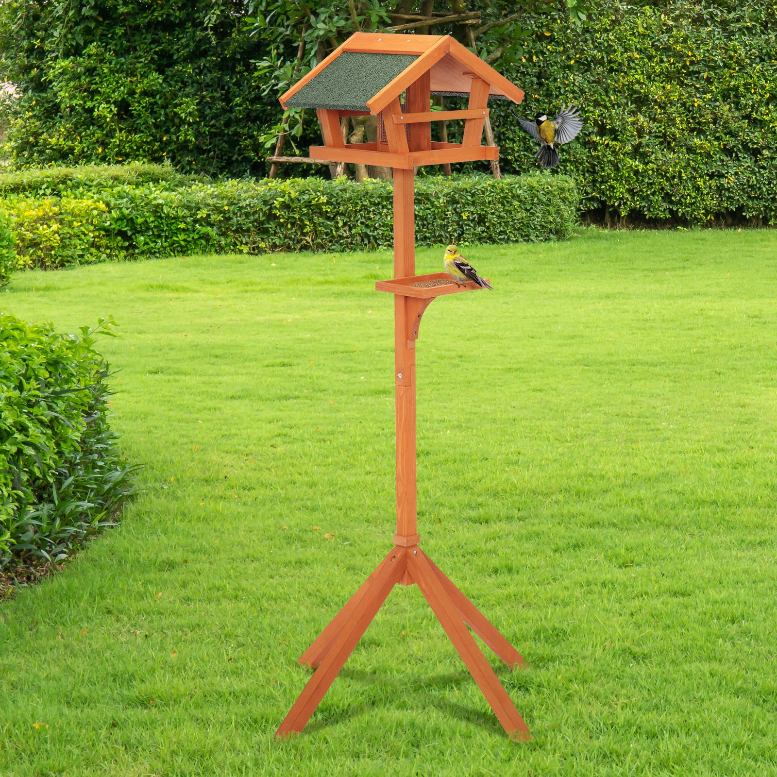 petsfit-outdoor-bird-feeder-stand-wooden-bird-table-tray-feeder-pole-hanger-for-outside-with-real-shingles-and-tripod-base-08