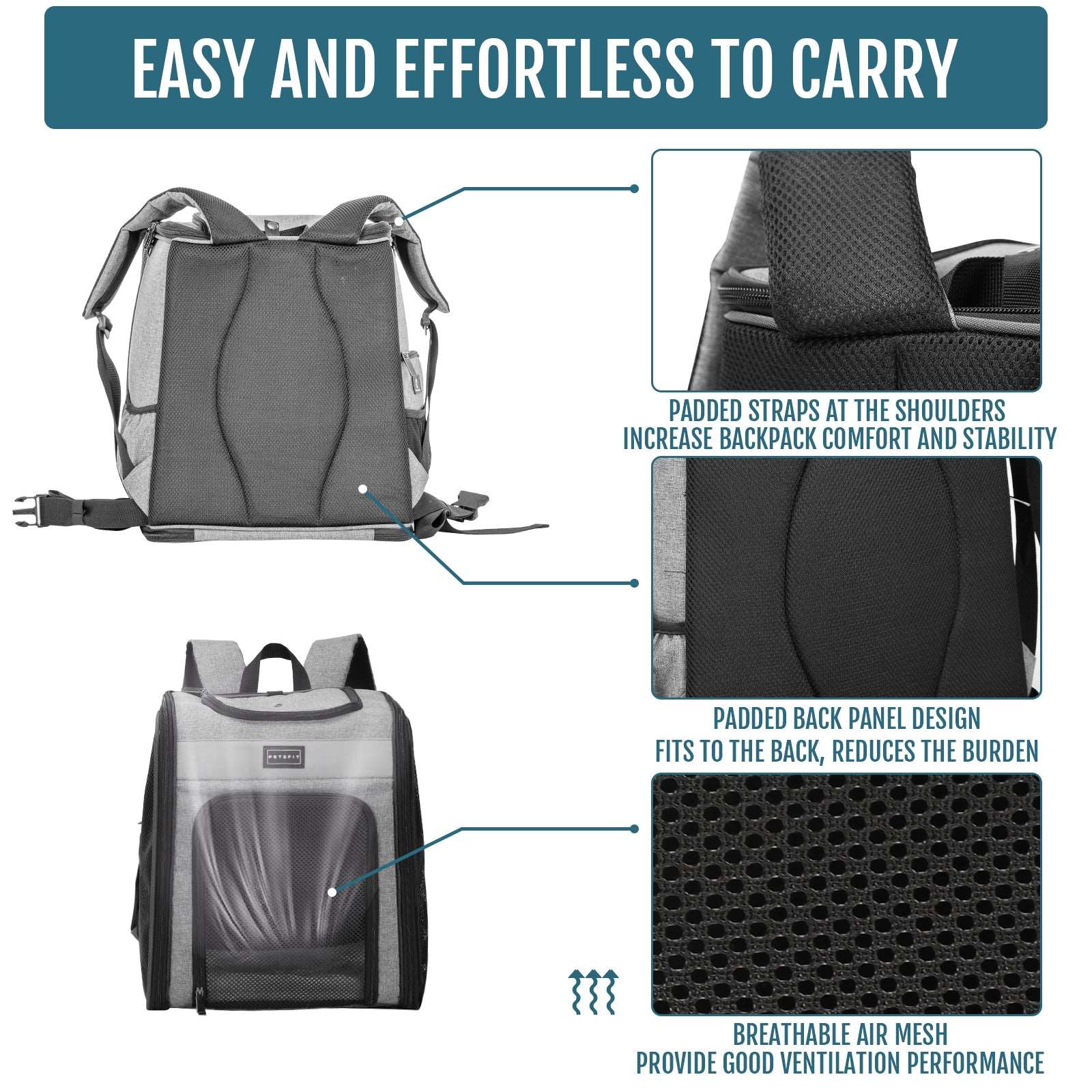 New Style Breathable Pet Carrier Backpack, Chest Back Strap, And