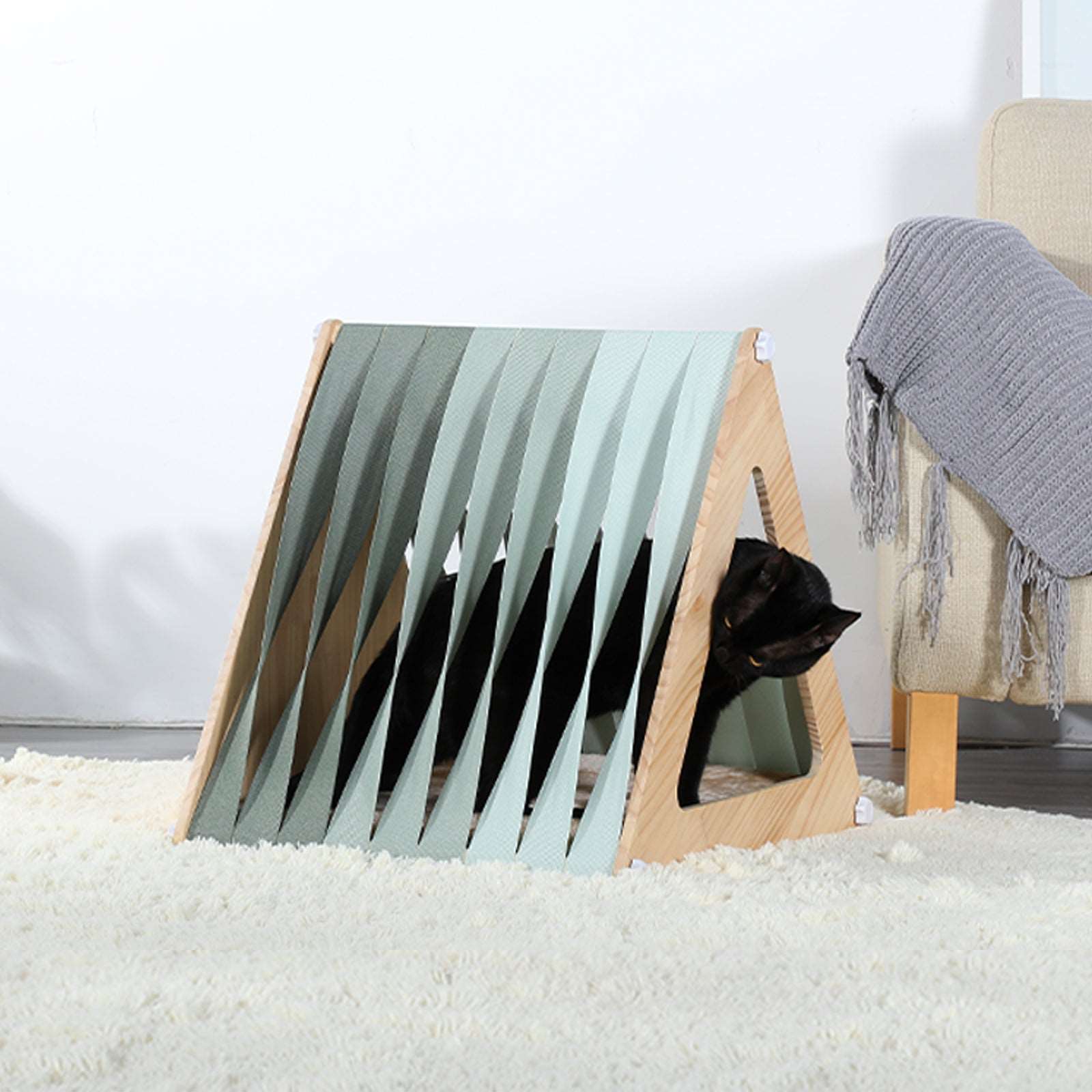 Petsfit-Modern-Style-Wood-Cat-House-with-Soft-Mat-07