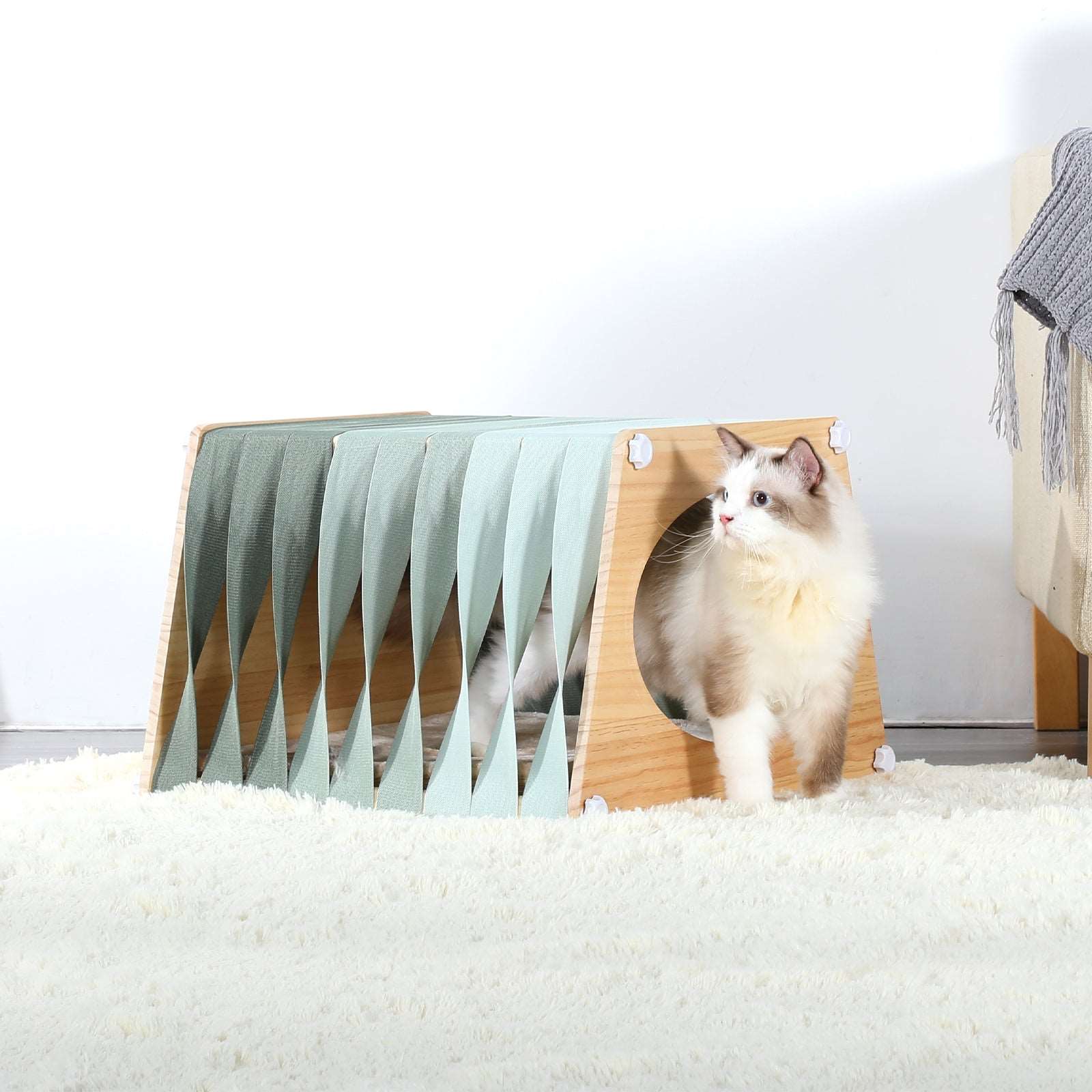 Petsfit-Modern-Style-Wood-Cat-House-with-Soft-Mat-09