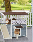 PETSFIT Outside Cat House Stair or Scratch Board 2 Story Design Perfect for Multi Cats -  Pet Supplies