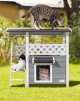 PETSFIT Outside Cat House Stair or Scratch Board 2 Story Design Perfect for Multi Cats -  Pet Supplies