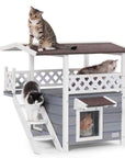 PETSFIT Outside Cat House Stair or Scratch Board 2 Story Design Perfect for Multi Cats -  Pet Supplies