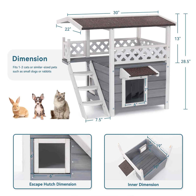 PETSFIT Outside Cat House Stair or Scratch Board 2 Story Design Perfect for Multi Cats -  Pet Supplies