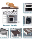 PETSFIT Outside Cat House Stair or Scratch Board 2 Story Design Perfect for Multi Cats -  Pet Supplies