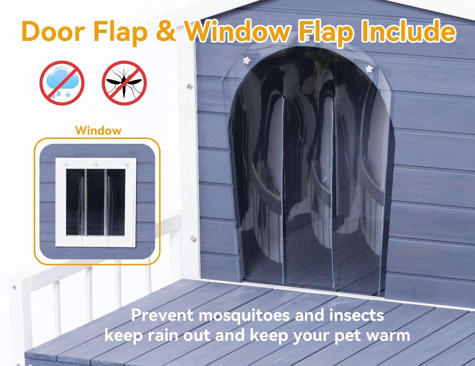 Petsfit Weatherproof Dog House with Porch &amp; Openable Asphalt Roof