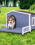 PETSFIT Weatherproof Dog House with Porch & Openable Asphalt Roof