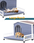 PETSFIT Weatherproof Dog House with Porch & Openable Asphalt Roof-Pet Supplies