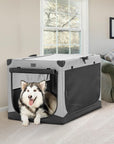 PETSFIT Portable Soft Collapsible Dog Crate Light Gray-动物/宠物用品