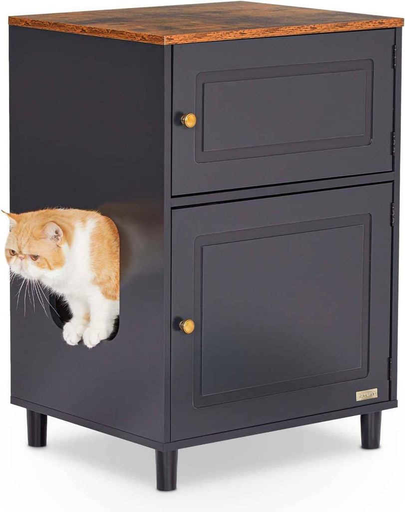 PETSFIT Litter Box Enclosure Stylish Furniture with Odor-Free Storage Cabinet -  Pet Supplies
