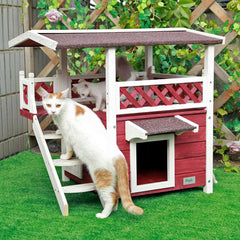 PETSFIT Cat House for Outdoor Feral Cat Shelter for 1-2 Cats