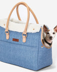 PETSFIT Denim Pet Tote with White Sherpa Trim