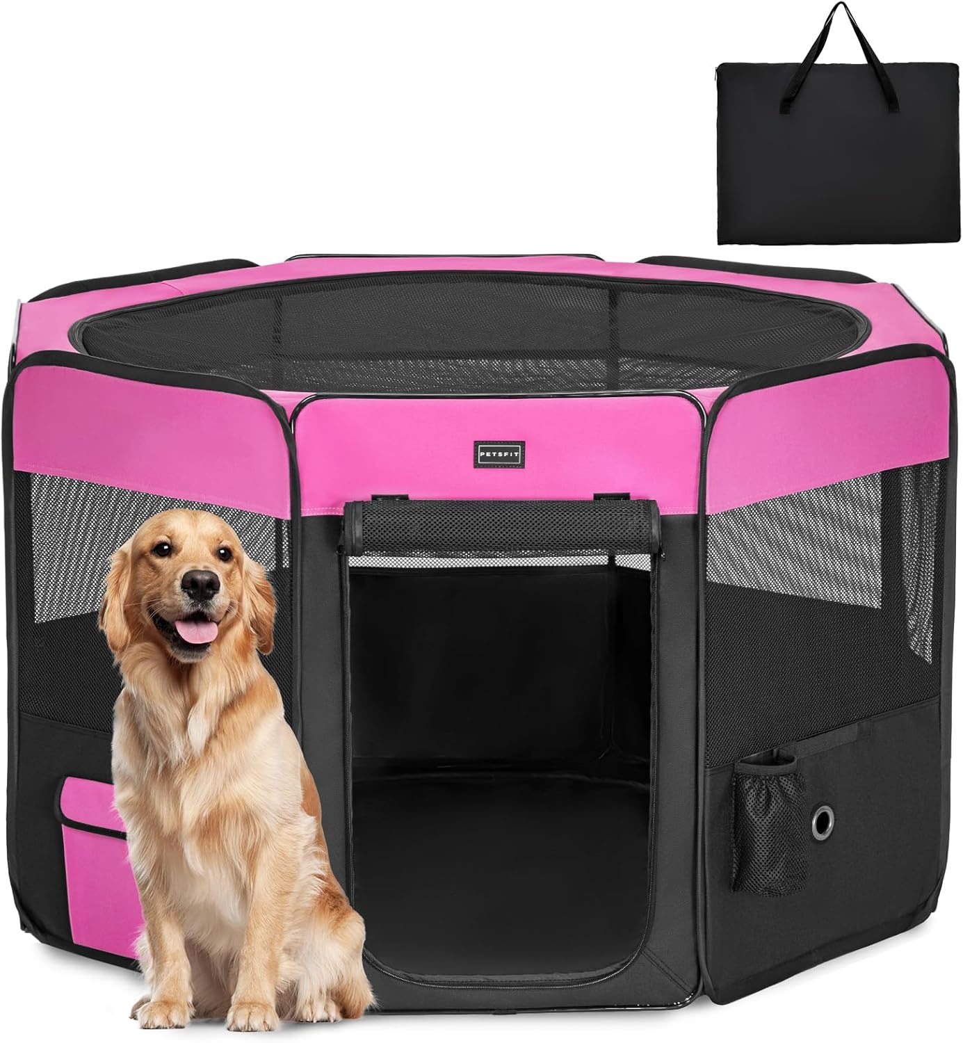 PETSFIT-Indoor-Outdoor-Travel -Pet Playpen-Pink-L