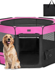 PETSFIT-Indoor-Outdoor-Travel -Pet Playpen-Pink-L