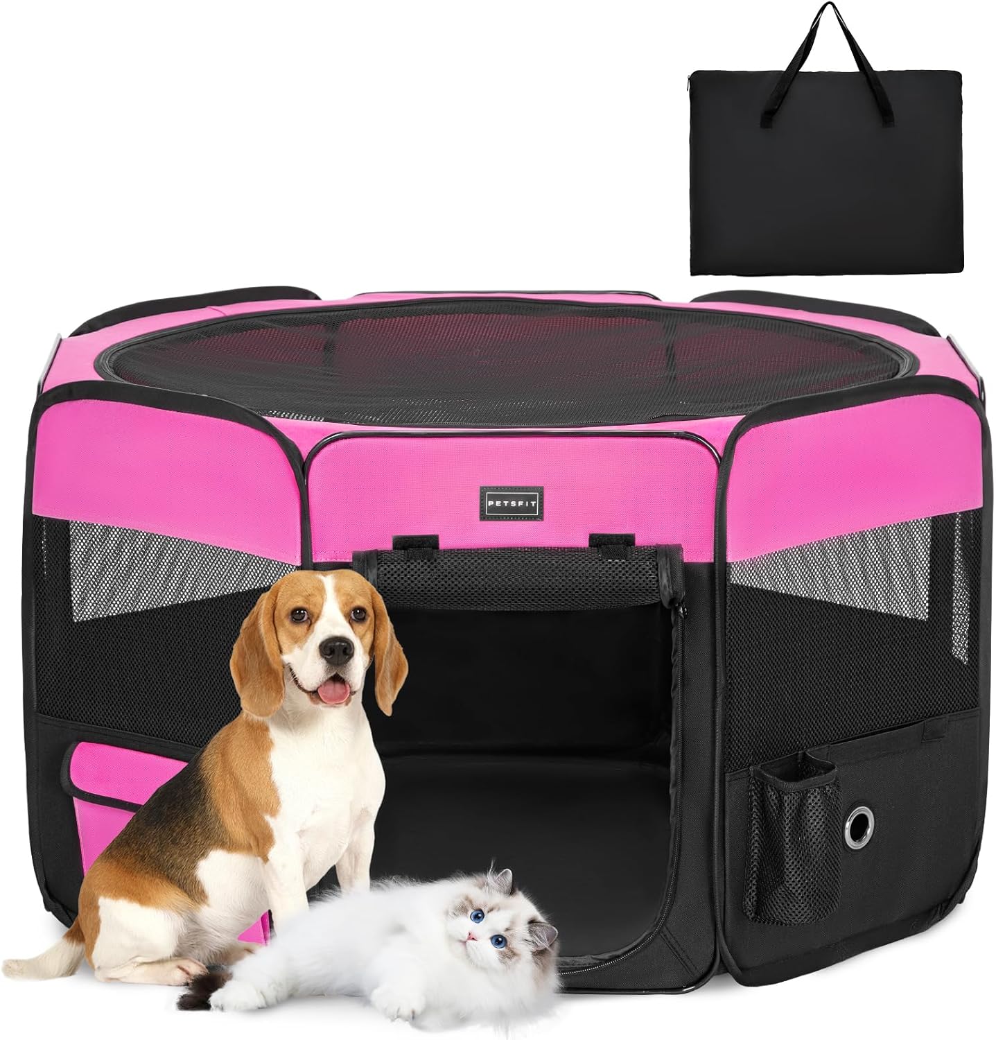 PETSFIT-Indoor-Outdoor-Travel -Pet Playpen-Pink-M