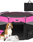 PETSFIT-Indoor-Outdoor-Travel -Pet Playpen-Pink-M