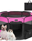 PETSFIT-Indoor-Outdoor-Travel -Pet Playpen-Pink-S