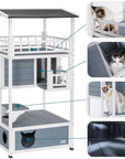 Petsfit Outdoor Cat House Cat Tree Cat Condo Cat Shelter Cat Furniture