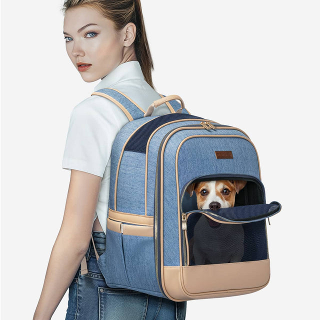 PETSFIT Trendy Denim Pet Carrier Backpack