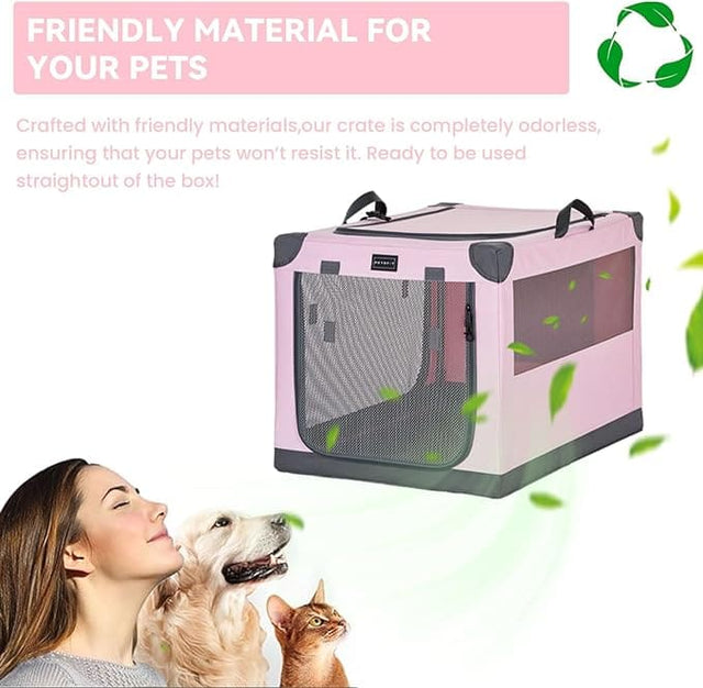 PETSFIT Portable Soft Collapsible Dog Crate Pink - PETSFIT STORE