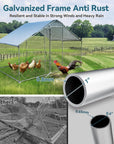 PETSFIT Large Metal Chicken Coop Walk-In with Anti-Rust Durable Steel & 420D Anti-Ultraviolet Waterproof Cover Hen House for Outdoor Farm Use-动物/宠物用品