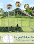 PETSFIT Large Metal Chicken Coop Walk-In with Anti-Rust Durable Steel & 420D Anti-Ultraviolet Waterproof Cover Hen House for Outdoor Farm Use-动物/宠物用品