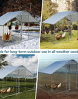 PETSFIT Large Metal Chicken Coop Walk-In with Anti-Rust Durable Steel & 420D Anti-Ultraviolet Waterproof Cover Hen House for Outdoor Farm Use-动物/宠物用品